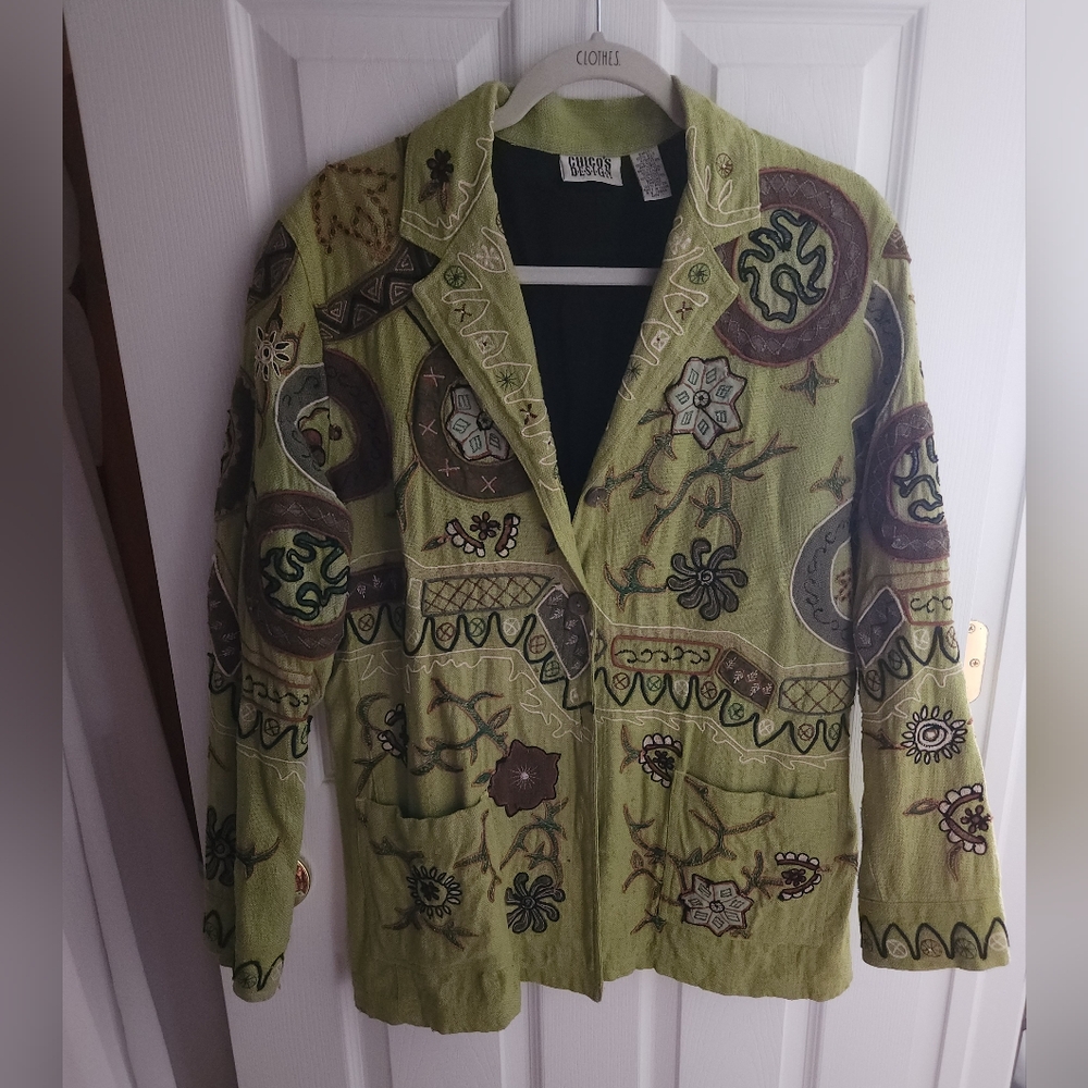 Boho Green Embroidered Jacket